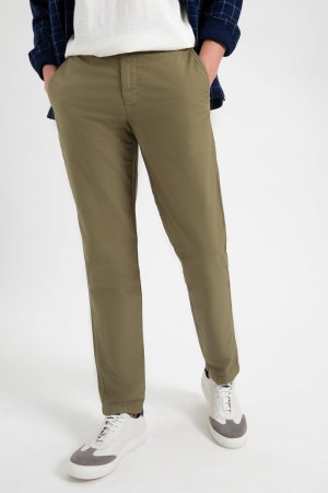 Ben Sherman Beatnik Oxford Slim Taper Garment Dye Chino Pants Light Olive | TSMGOR-019