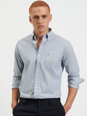 Ben Sherman Beatnik Wash Long-Sleeve Shirts Navy | PXRMYU-642