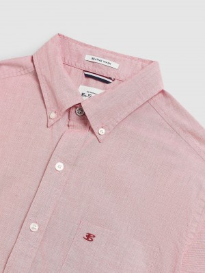 Ben Sherman Beatnik Wash Long-Sleeve Shirts Light Red | KEYIRH-820