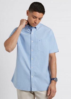 Ben Sherman Brighton Oxford Organic Shirts Blue | UXAEMO-586