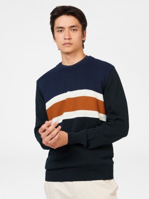 Ben Sherman Chest Stripe Crewneck Knitwear Black | GTVOKA-659