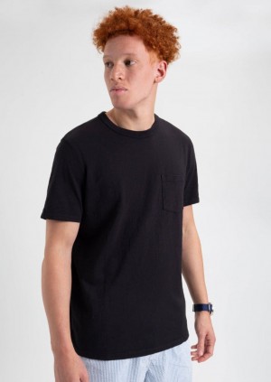 Ben Sherman Garment Dye Beatnik T-Shirt Black | QVJKSG-172