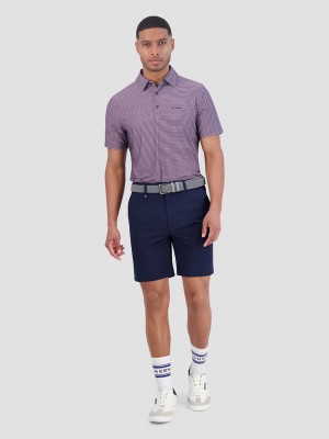 Ben Sherman Mini Stripes Tech Jersey Sports Fit Polo Shirts Purple | CSPZXA-973