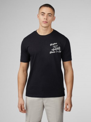 Ben Sherman Signature Brighton Beach Club T-Shirt Black | ORWVHS-781