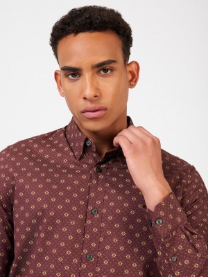 Ben Sherman Signature Geo Shirts Brown | SBAVTM-142