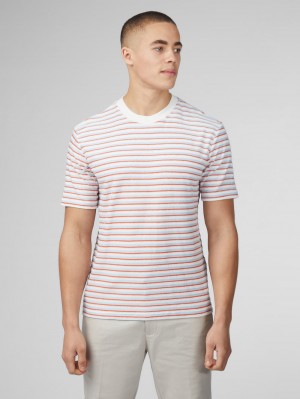 Ben Sherman Signature Loopback Stripe T-Shirt Blue | REOLCY-973