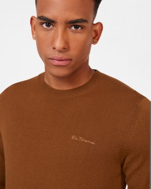 Ben Sherman Signature Merino Crewneck Knitwear Brown | AGWTDS-186