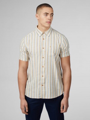 Ben Sherman Signature Mod Stripe Shirts White | YXHOPG-672