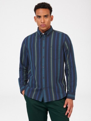 Ben Sherman Signature Striped Oxford Shirts Green | YSEGQC-015