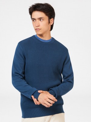 Ben Sherman Textured Crewneck Knitwear Indigo | LJAWHS-328