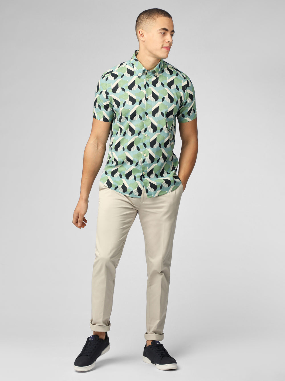 Ben Sherman Art Deco Shirts Green | ZVKBUN-346