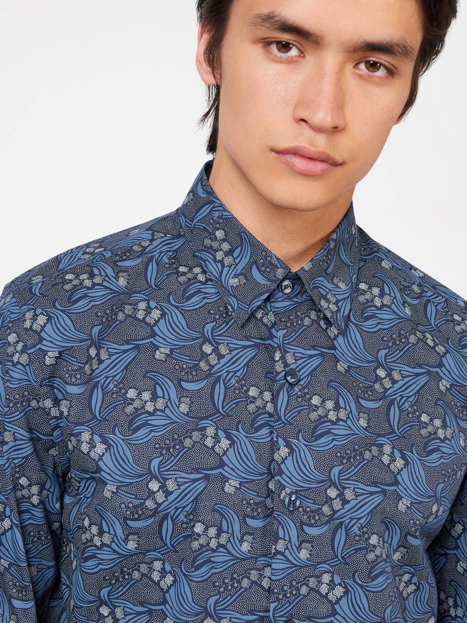 Ben Sherman Art Nouveau Floral Shirts Navy | AGYNTH-523