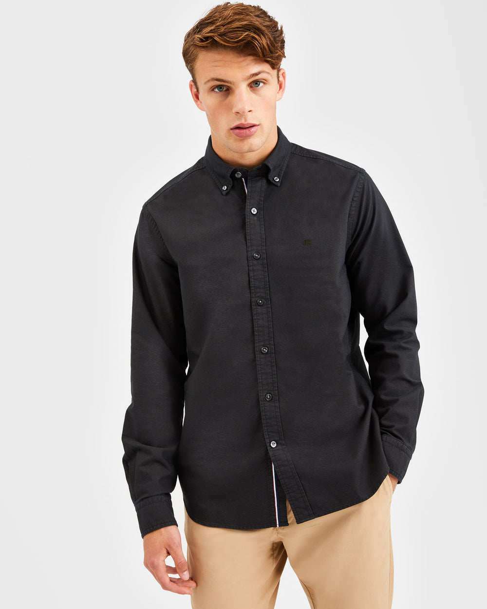 Ben Sherman Beatnik Oxford Garment Dye Shirts Black | LGNPSH-245