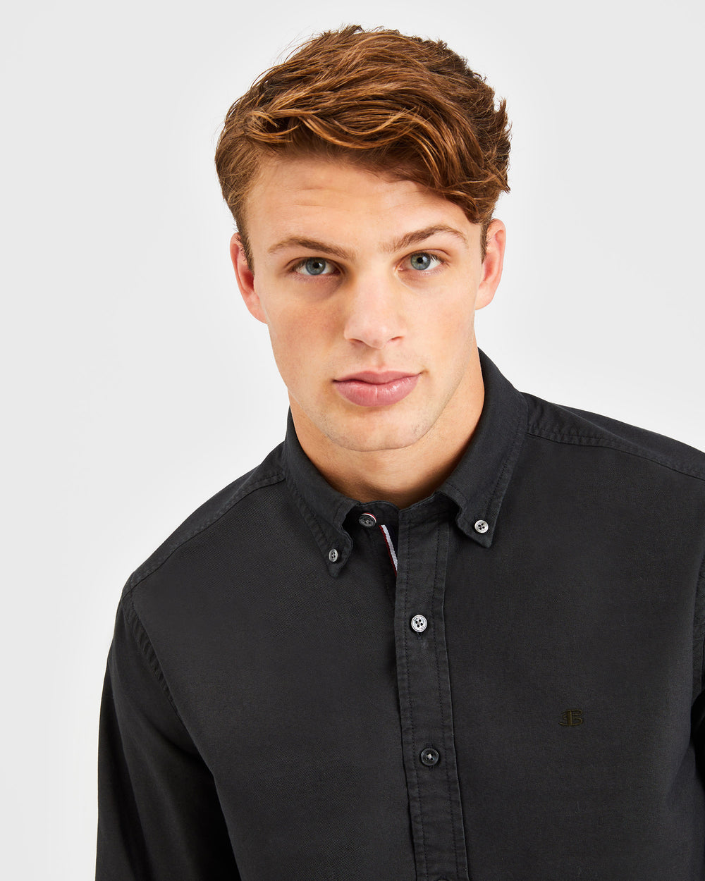 Ben Sherman Beatnik Oxford Garment Dye Shirts Black | LGNPSH-245