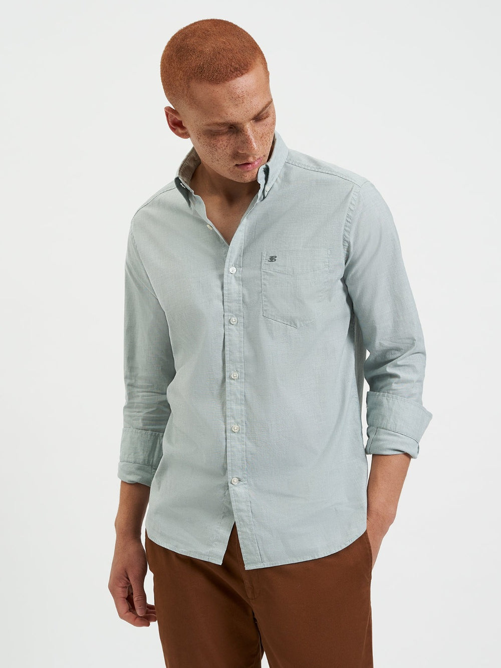 Ben Sherman Beatnik Wash Long-Sleeve Shirts Green | UJTQNI-835