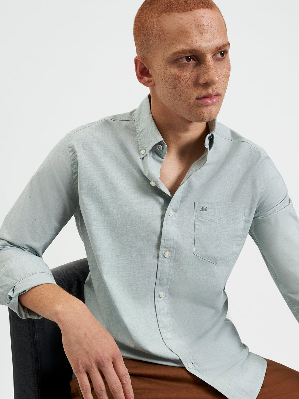 Ben Sherman Beatnik Wash Long-Sleeve Shirts Green | UJTQNI-835