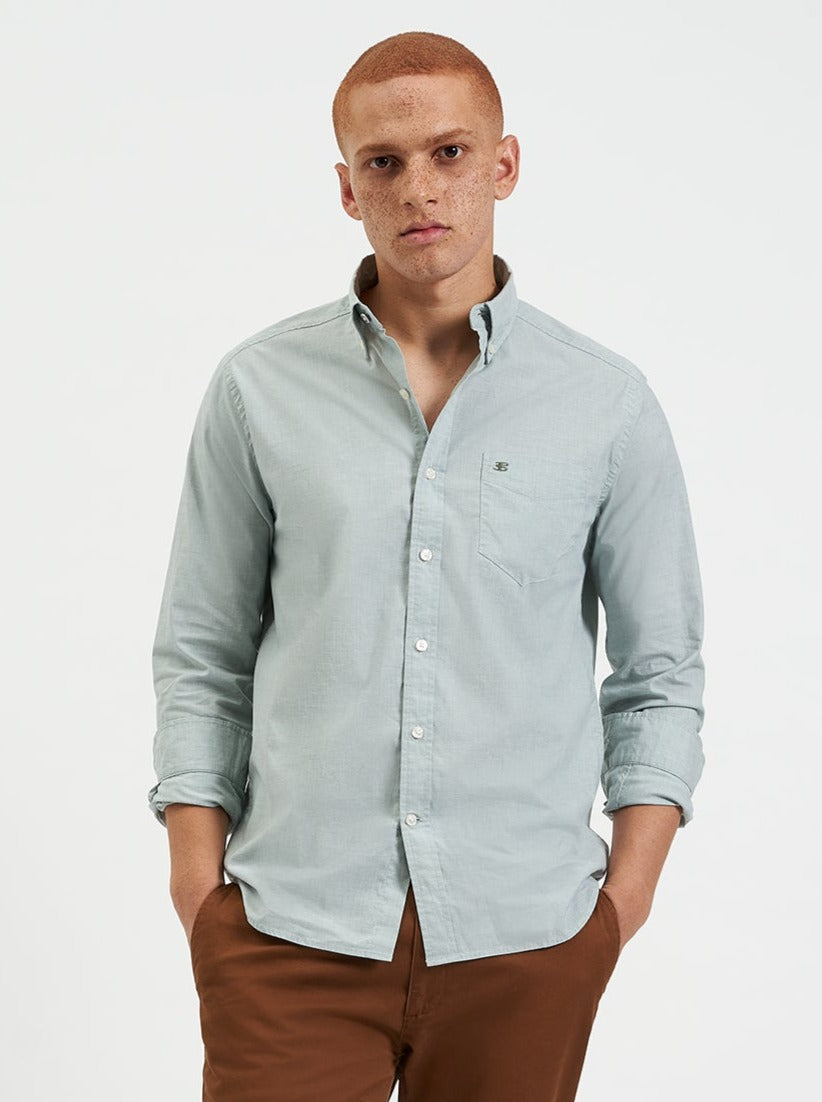 Ben Sherman Beatnik Wash Long-Sleeve Shirts Green | UJTQNI-835