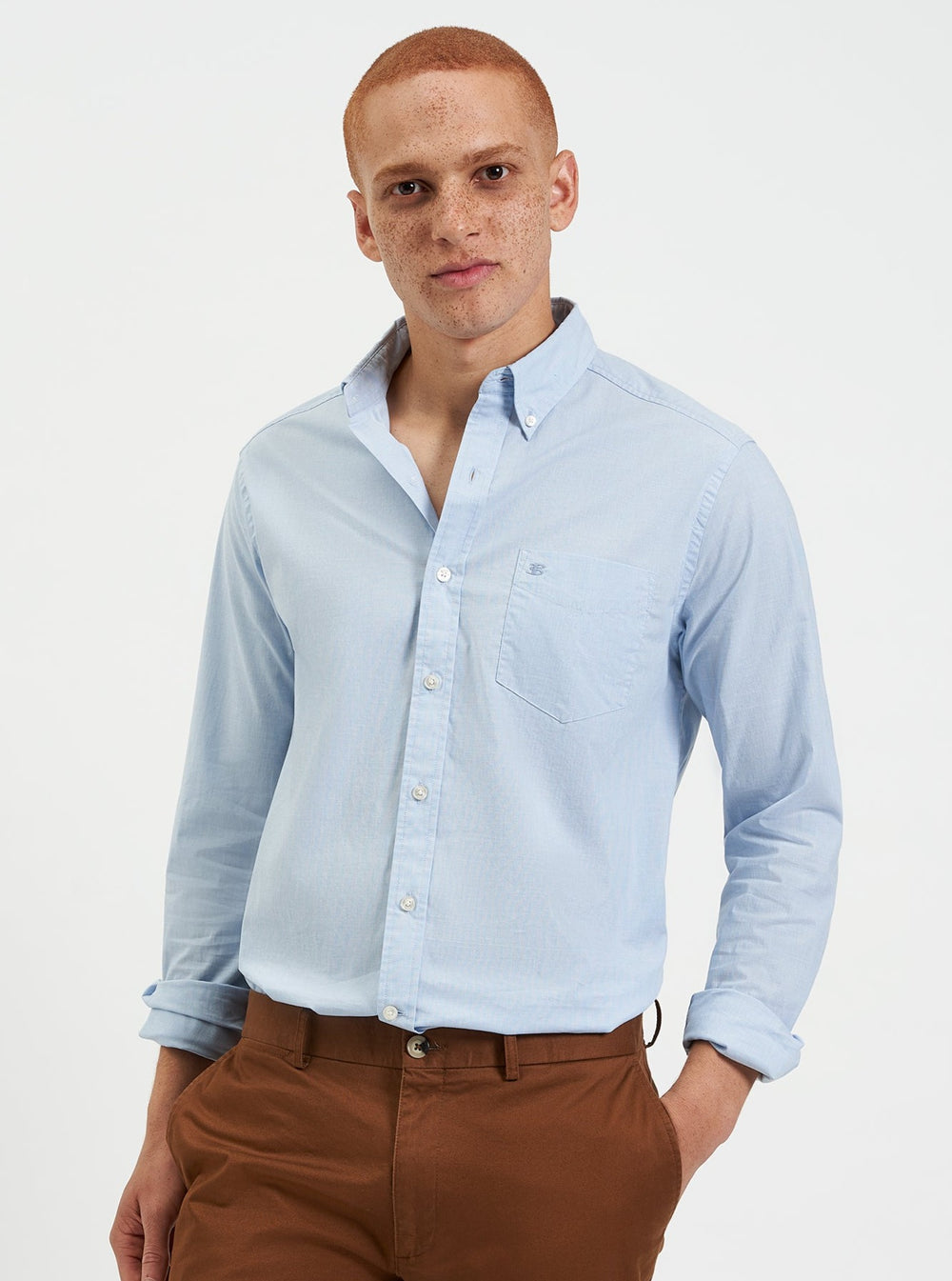 Ben Sherman Beatnik Wash Long-Sleeve Shirts Blue | UQFWTC-872