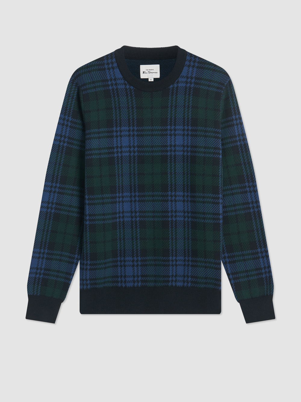 Ben Sherman Blackwatch Check Crewneck Knitwear Black | COIWHX-172