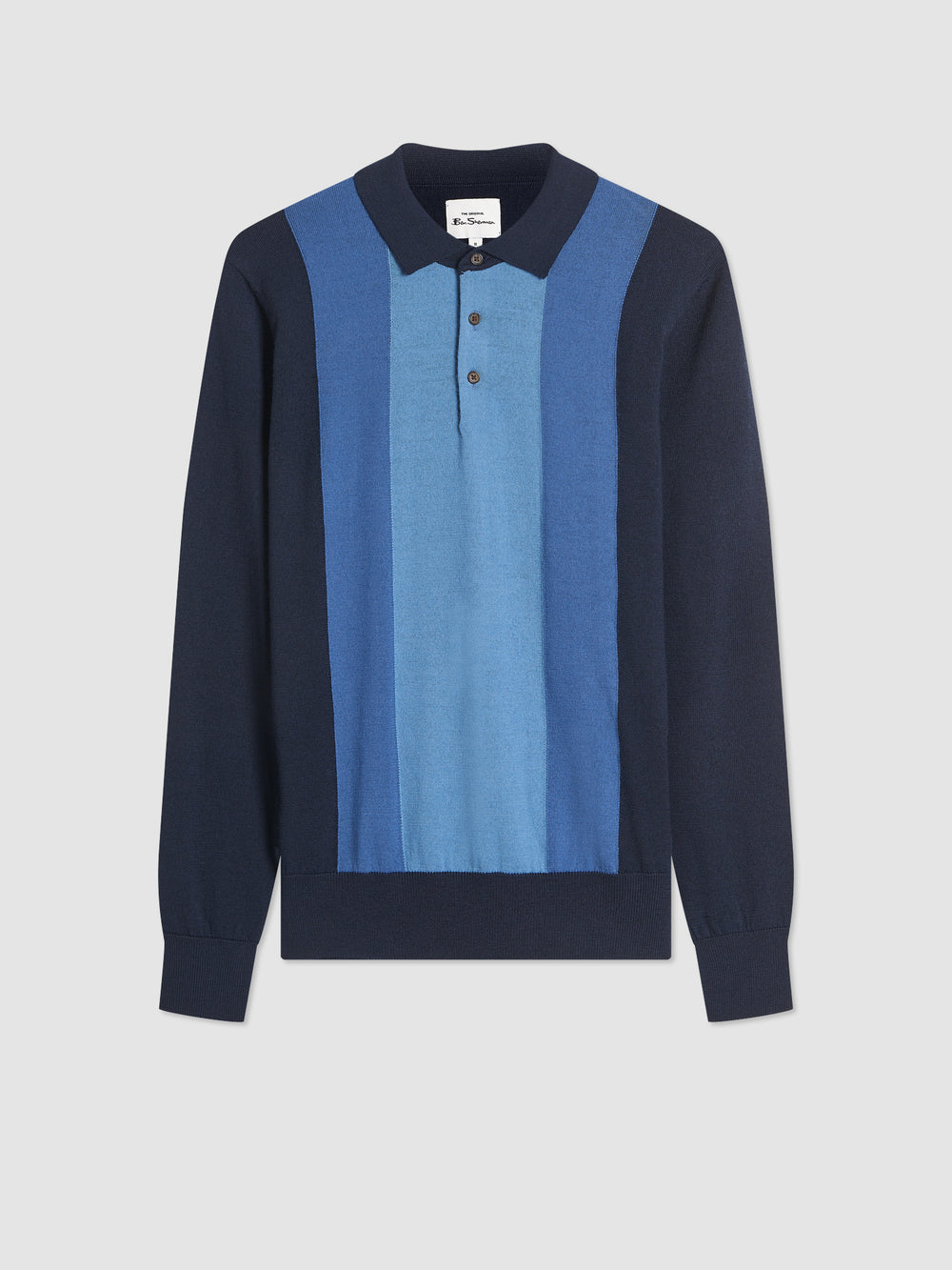 Ben Sherman Block Stripe Merino Polo Neck Sweaters Navy | KHBNYA-083