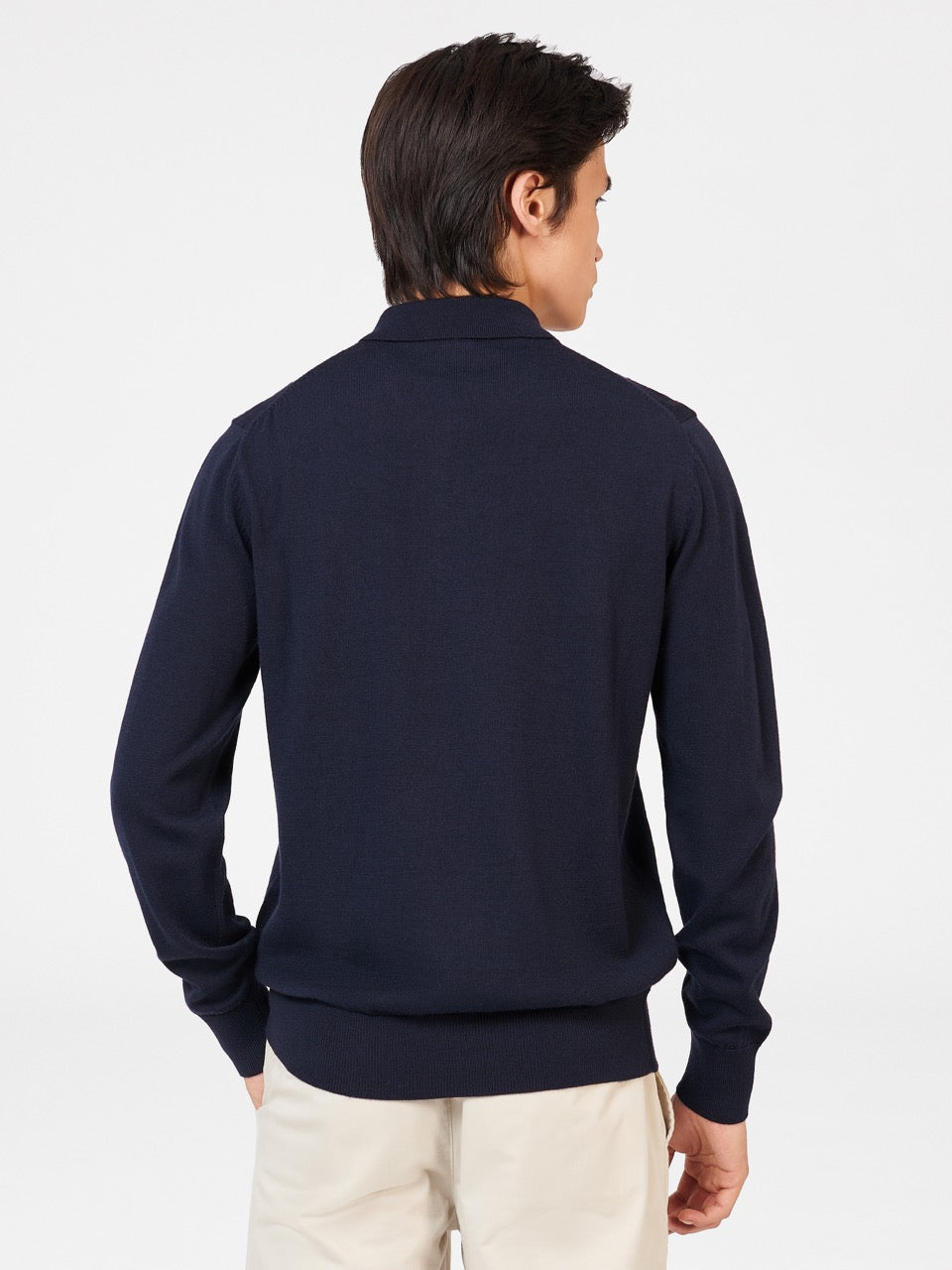 Ben Sherman Block Stripe Merino Polo Neck Sweaters Navy | KHBNYA-083