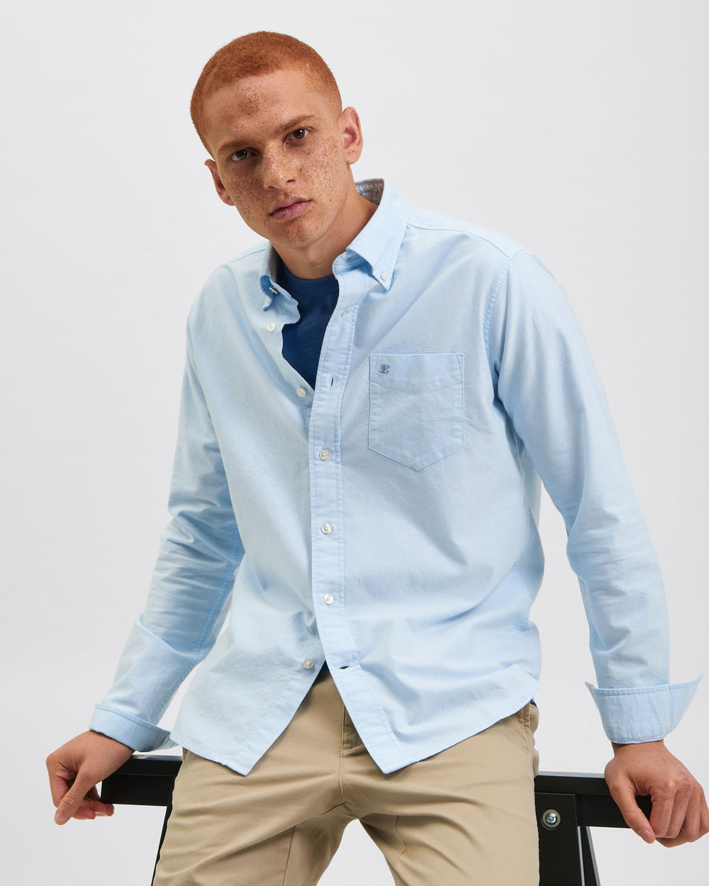 Ben Sherman Brighton Oxford Organic Shirts Blue | QRPWMA-498