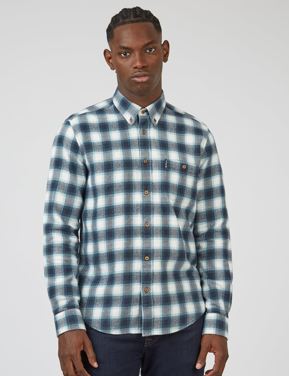 Ben Sherman Brushed Ombre Check Flannel Shirts Green | YBXUHF-249