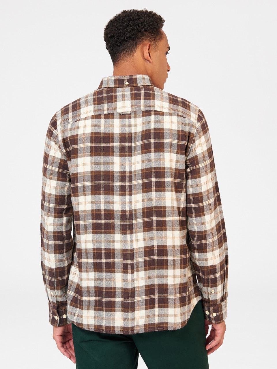 Ben Sherman Brushed Plain Check Shirts Chocolate | VGCMOH-569