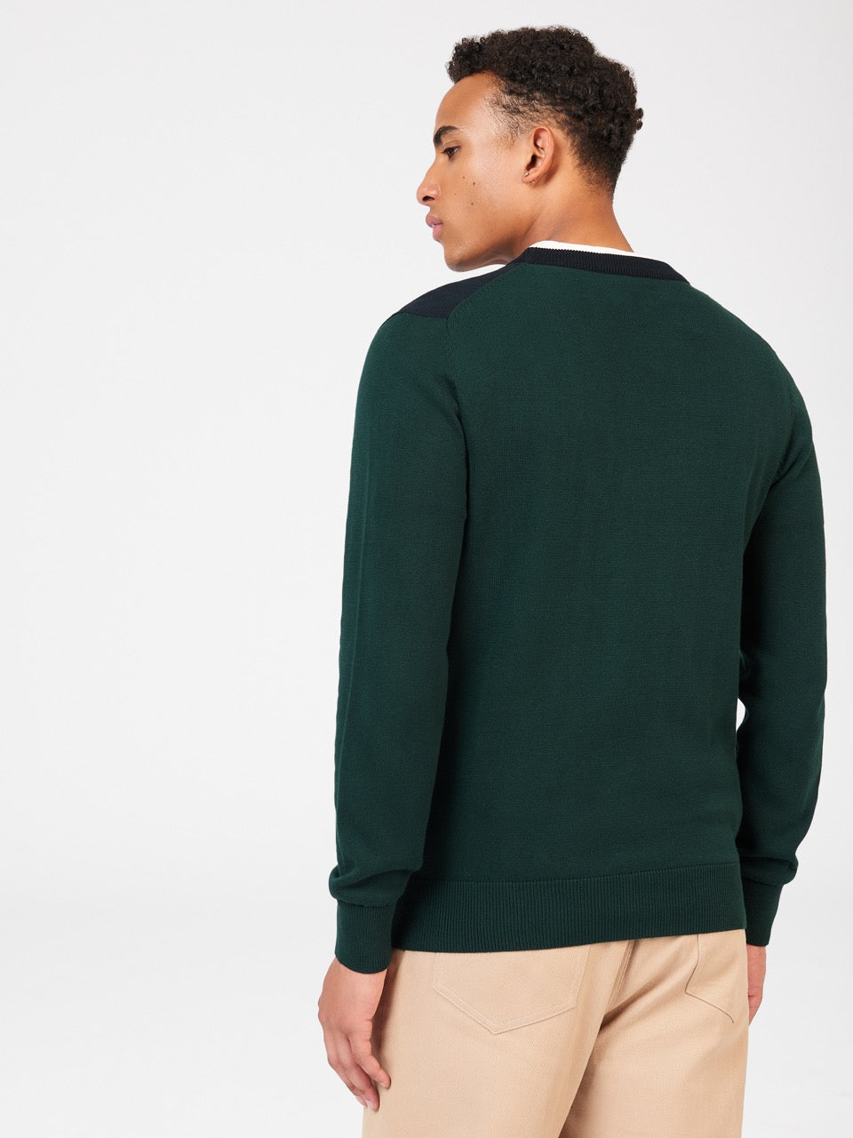 Ben Sherman Chest Stripe Crewneck Knitwear Dark Green | VXJPHE-867