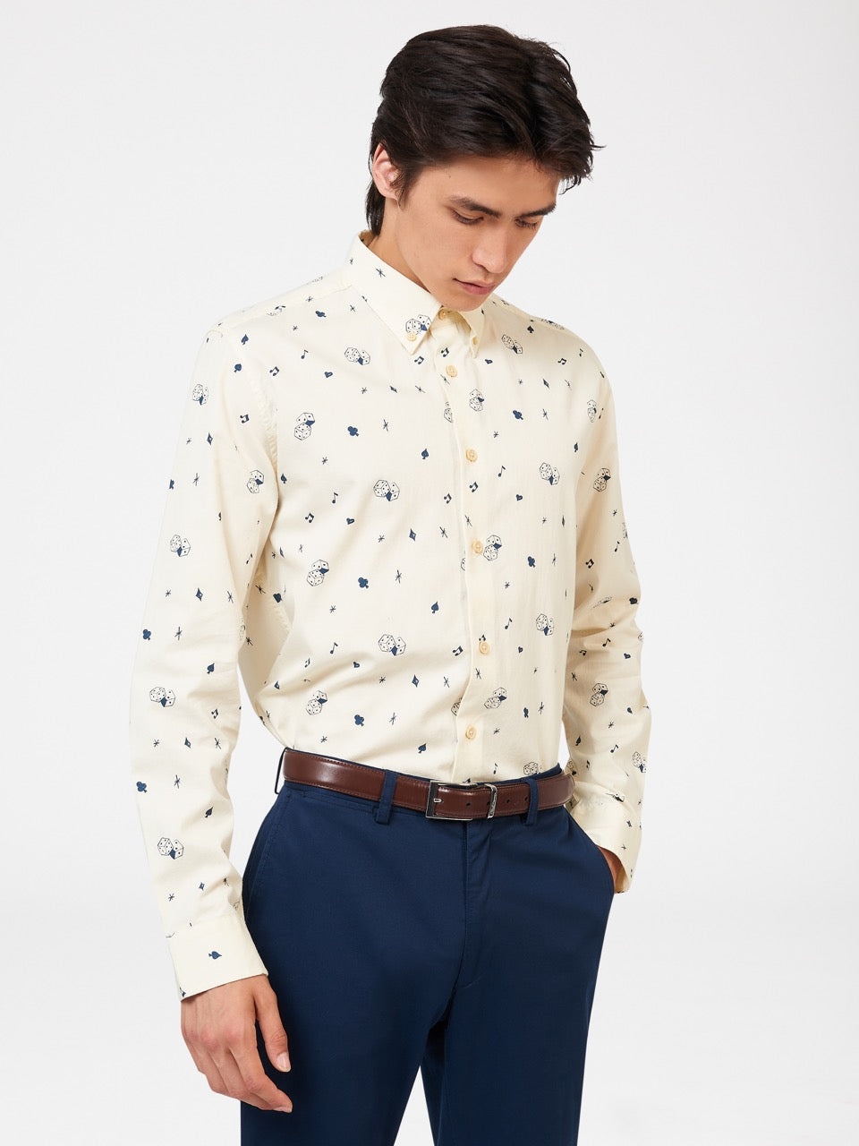 Ben Sherman Conversational Icon Shirts White | OJELZA-108