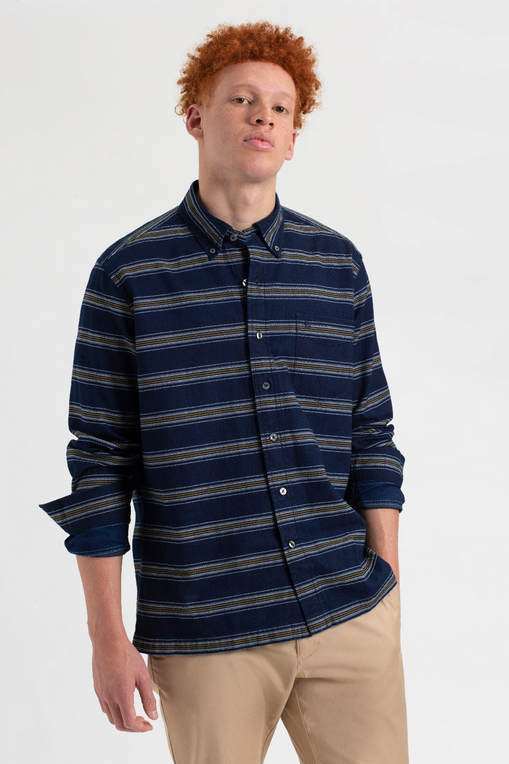 Ben Sherman Dalston Blues Long Sleeve Indigo Stripe Shirts Indigo | LMTWXV-704