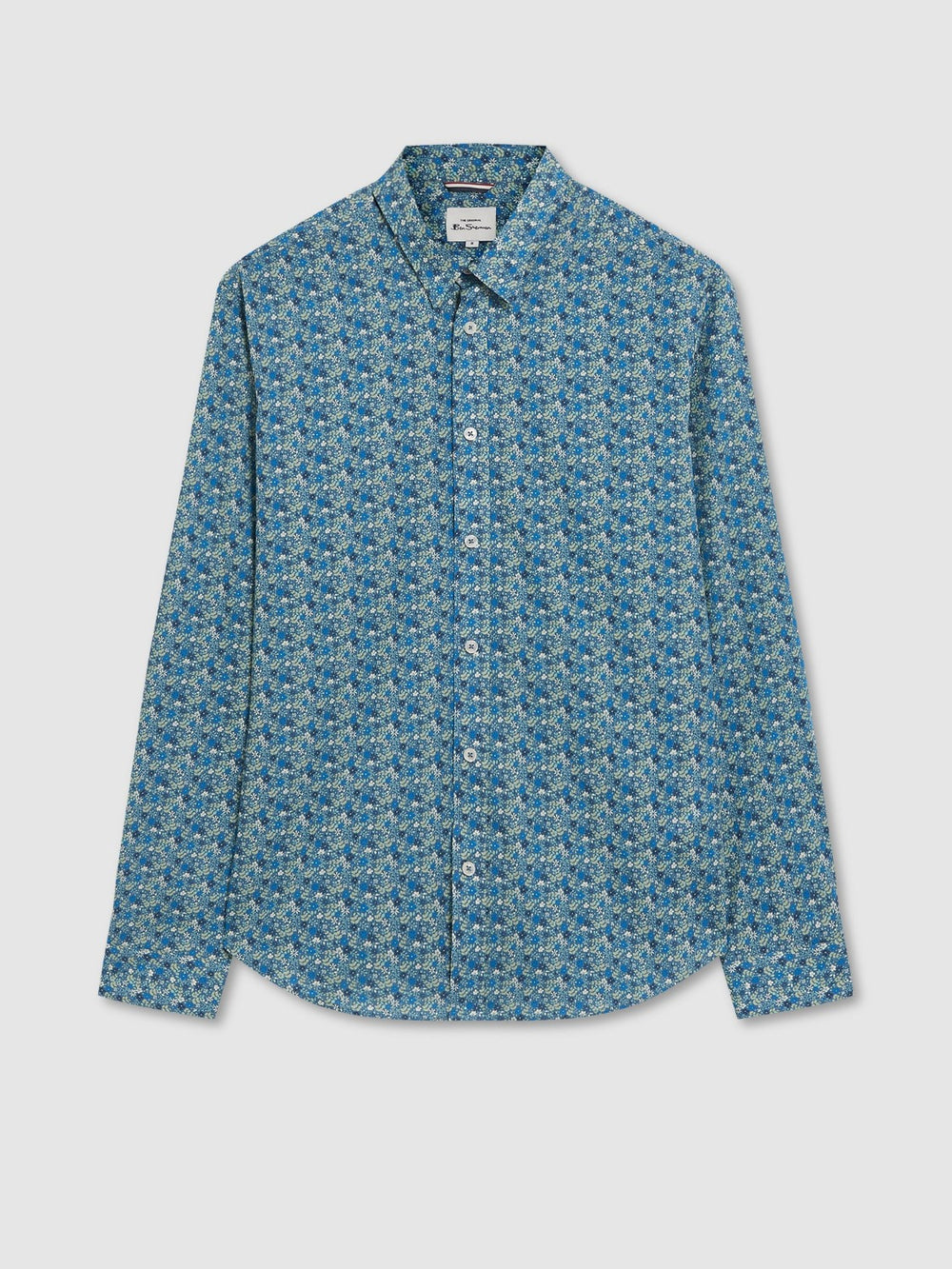 Ben Sherman Floral Print Long-Sleeve Shirts Blue Grey | EFHNIM-879