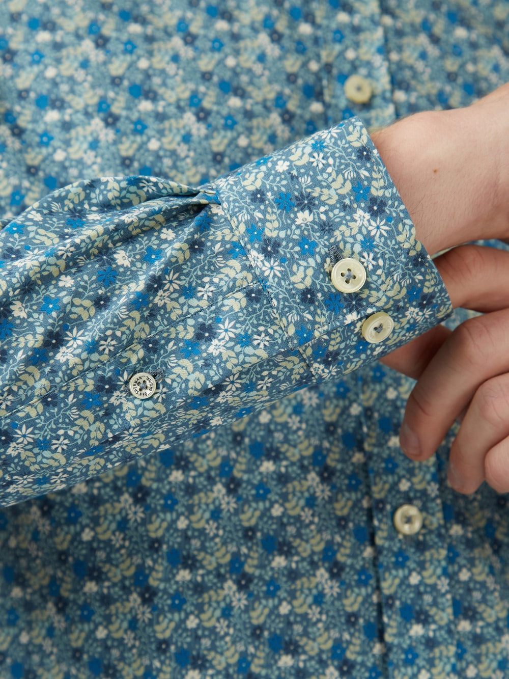 Ben Sherman Floral Print Long-Sleeve Shirts Blue Grey | EFHNIM-879