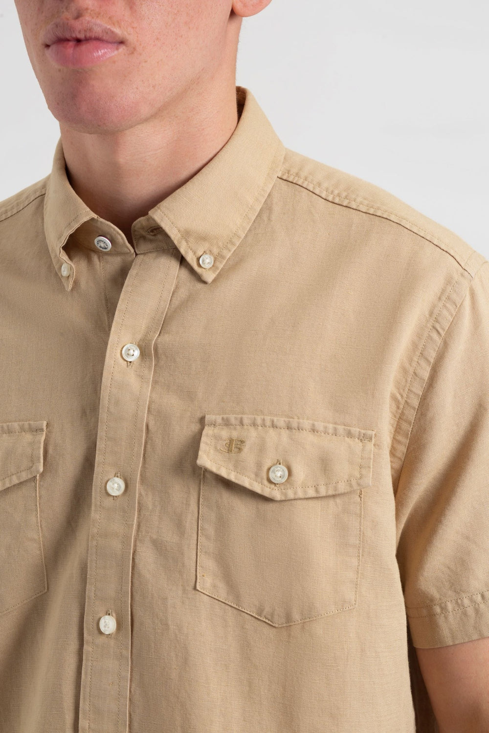 Ben Sherman Garment Dye Linen Shirts Brown | VKGFMC-398