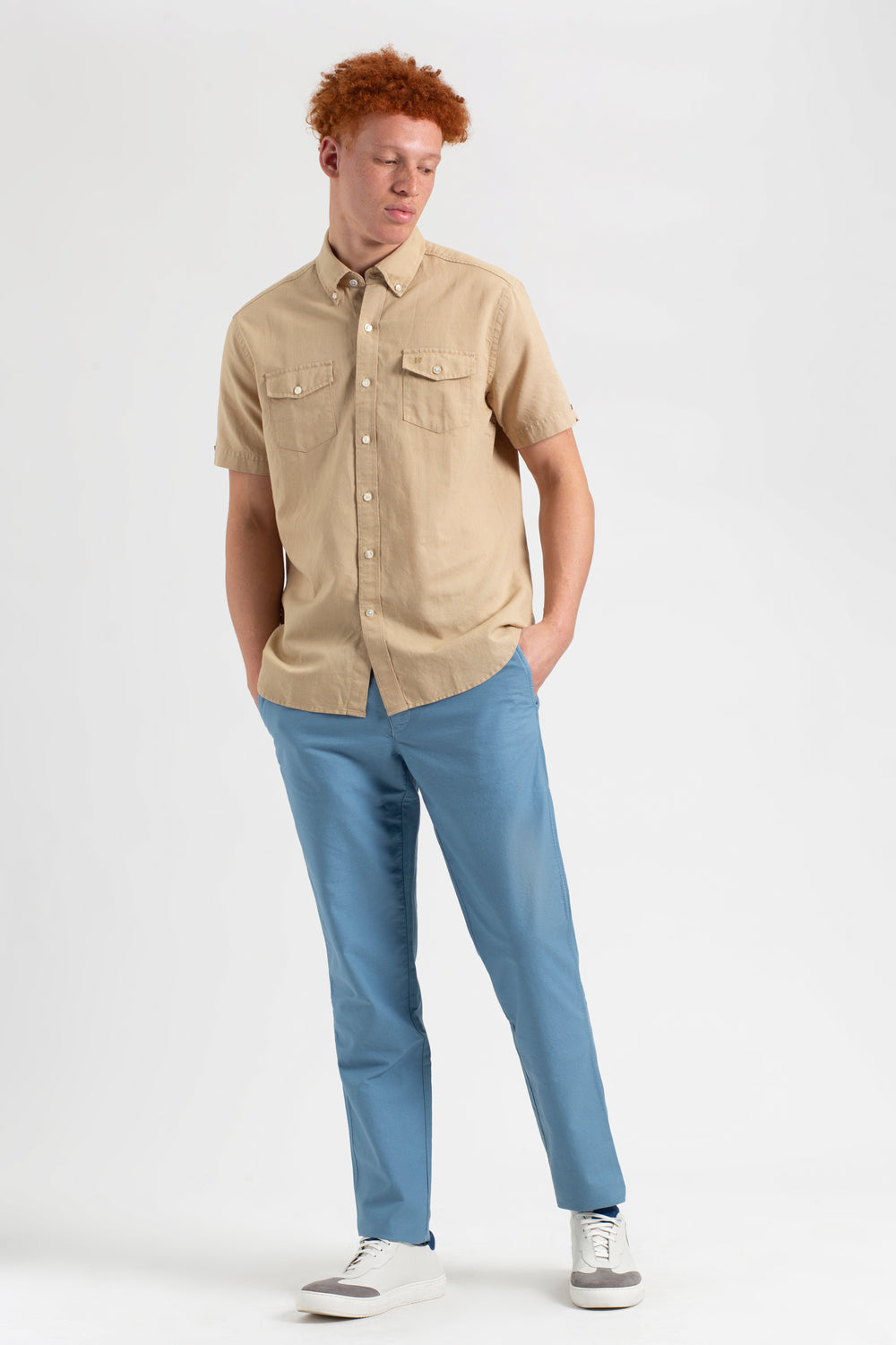 Ben Sherman Garment Dye Linen Shirts Brown | VKGFMC-398