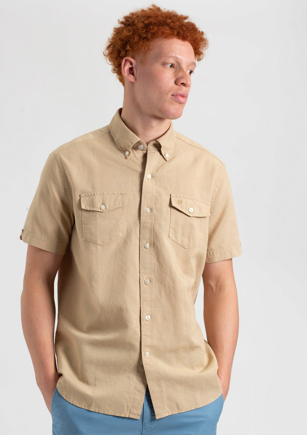 Ben Sherman Garment Dye Linen Shirts Brown | VKGFMC-398