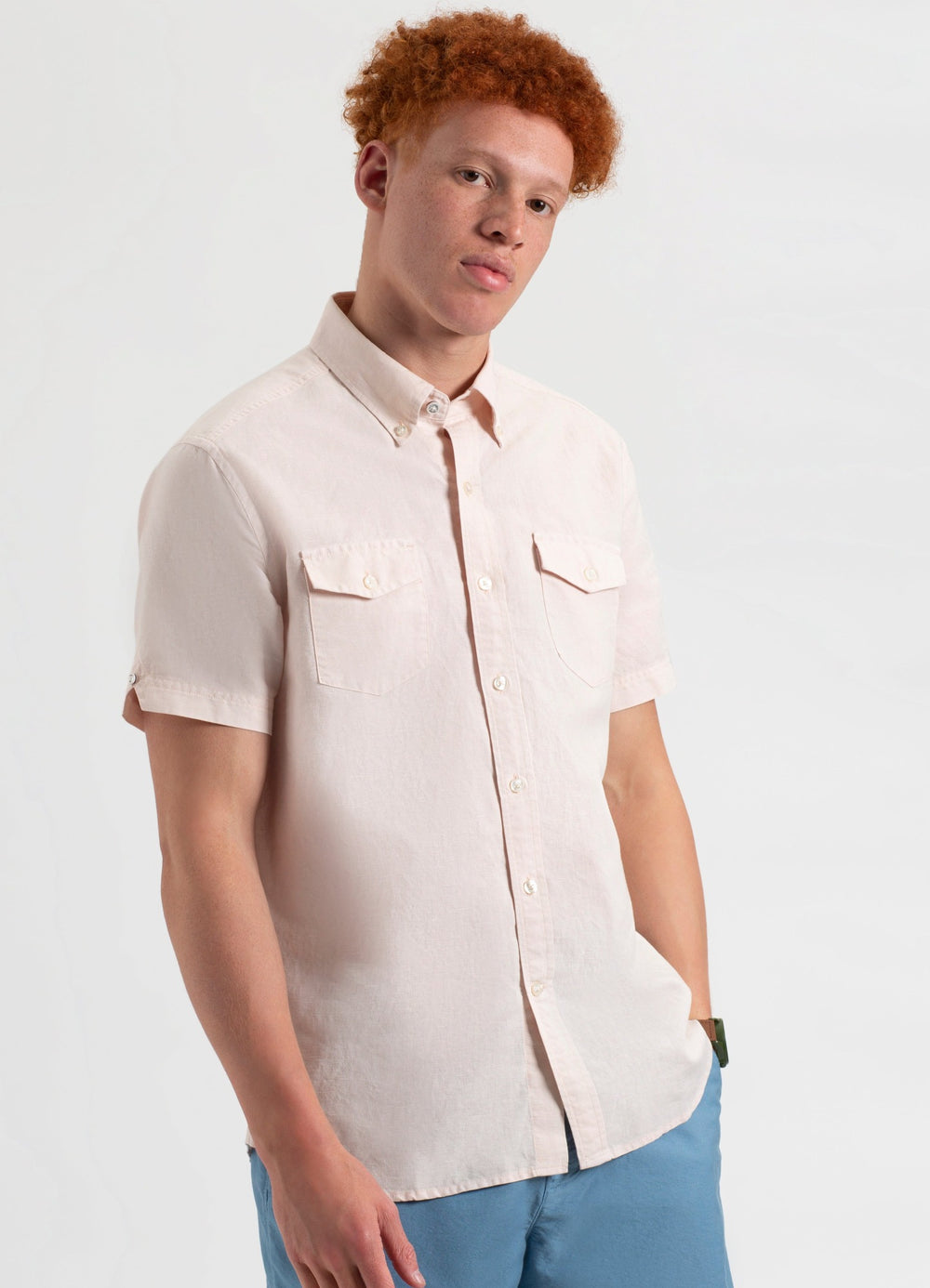 Ben Sherman Garment Dye Linen Shirts Light Pink | LNDYIE-678