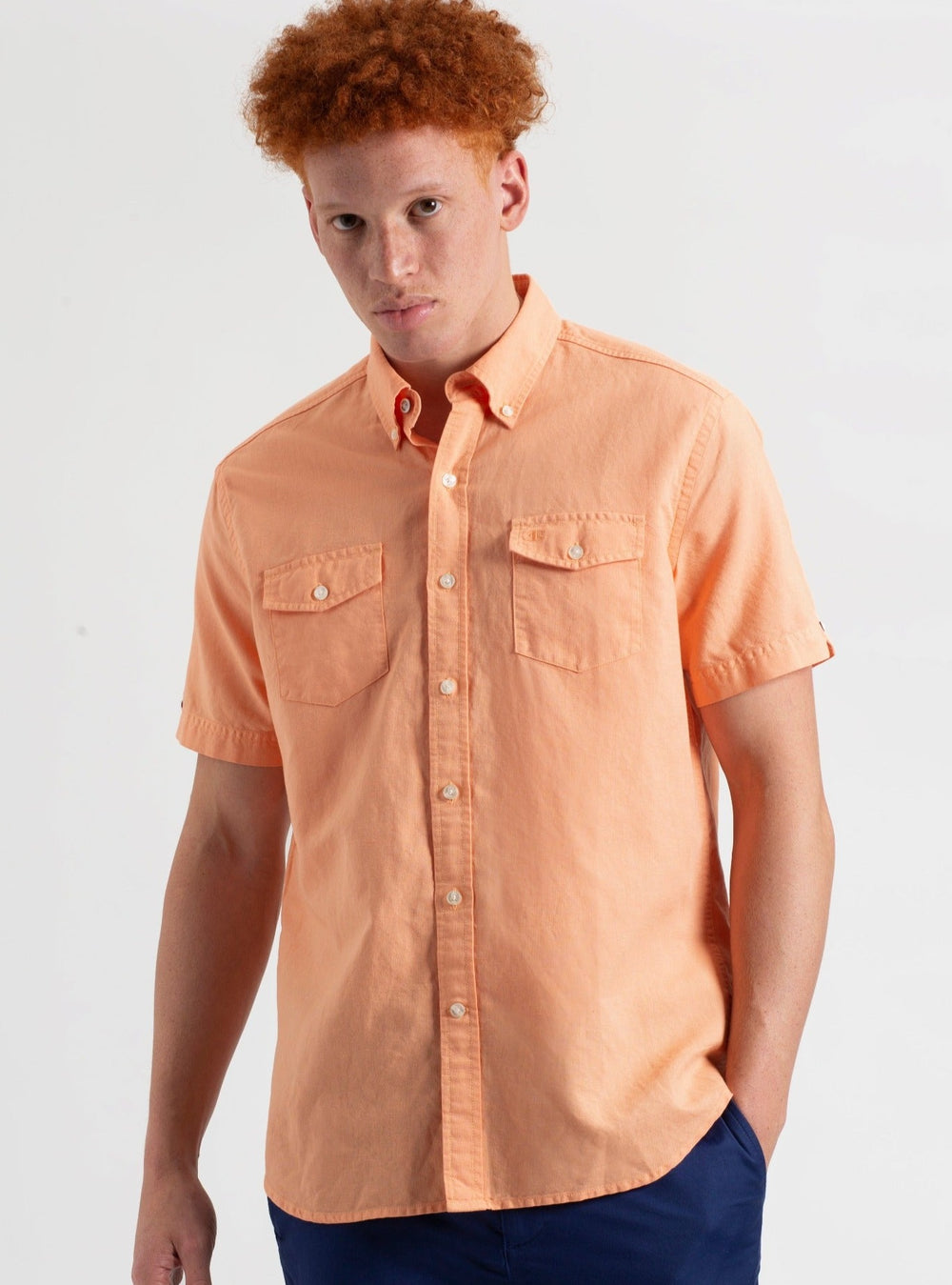 Ben Sherman Garment Dye Linen Shirts Orange | YRJFGB-936