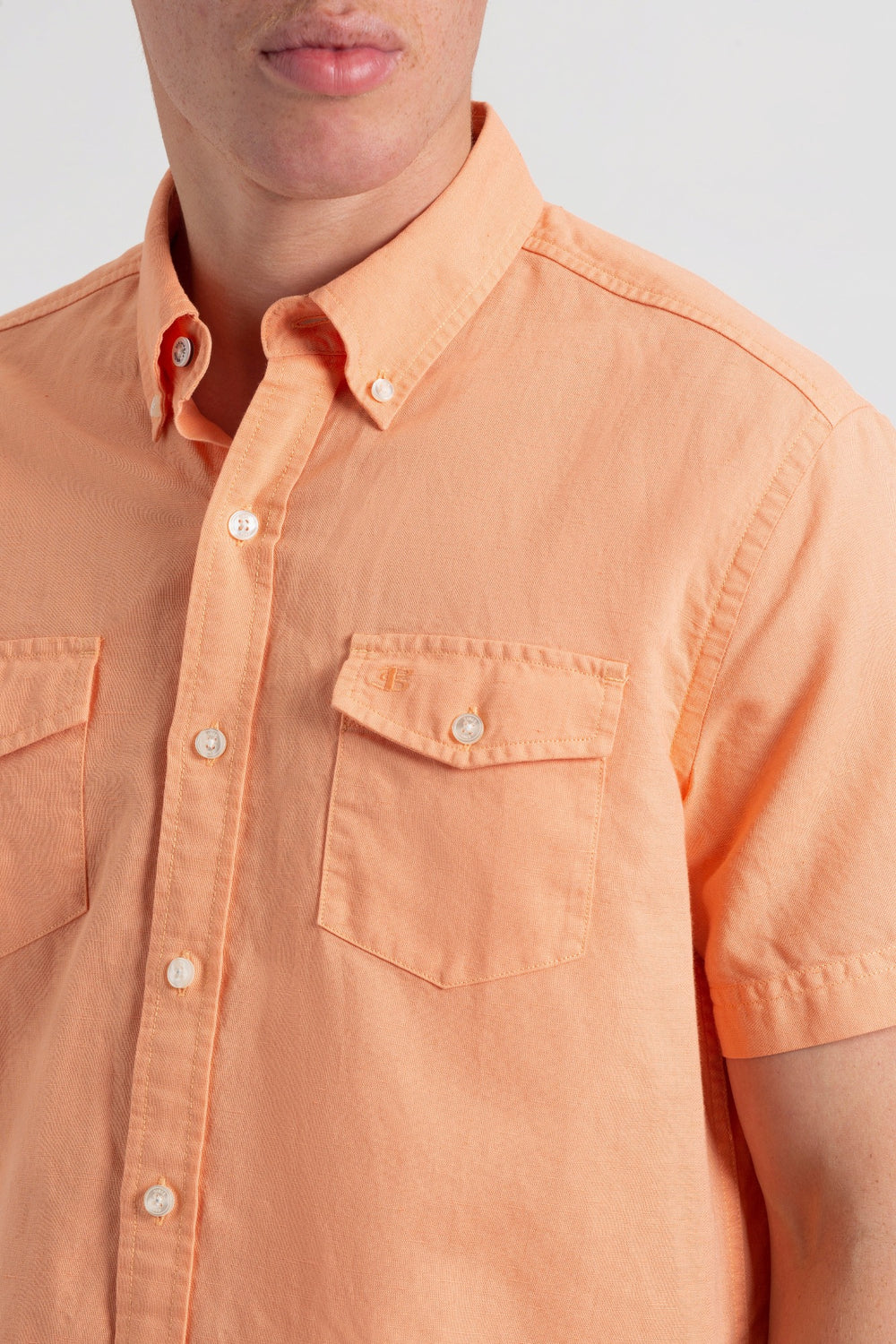 Ben Sherman Garment Dye Linen Shirts Orange | YRJFGB-936