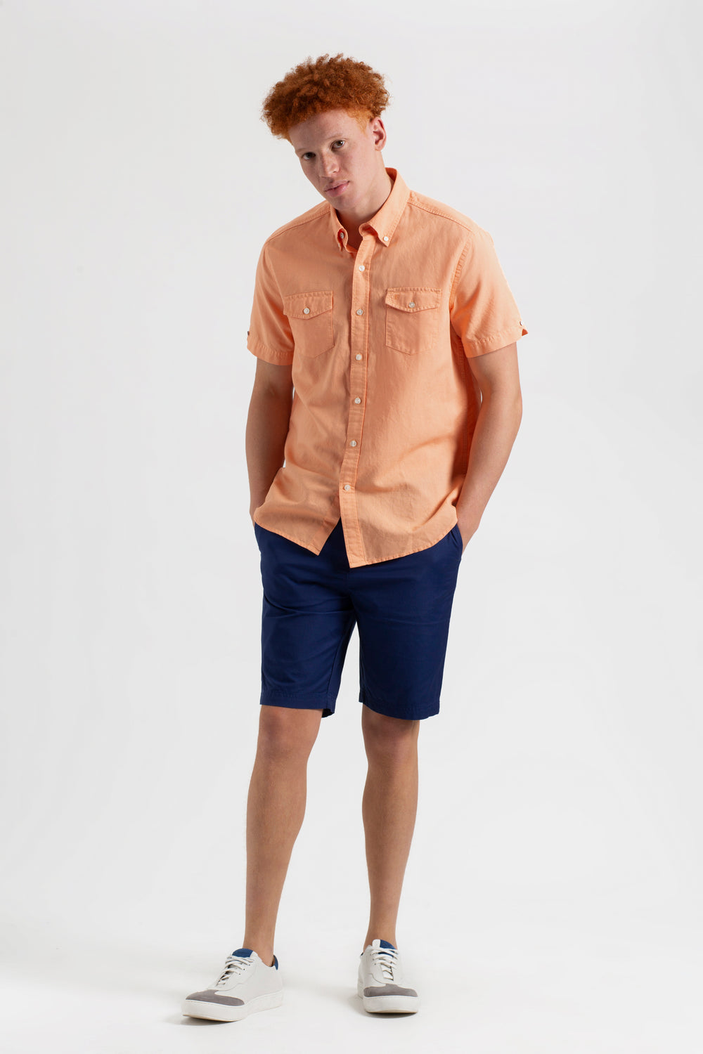 Ben Sherman Garment Dye Linen Shirts Orange | YRJFGB-936