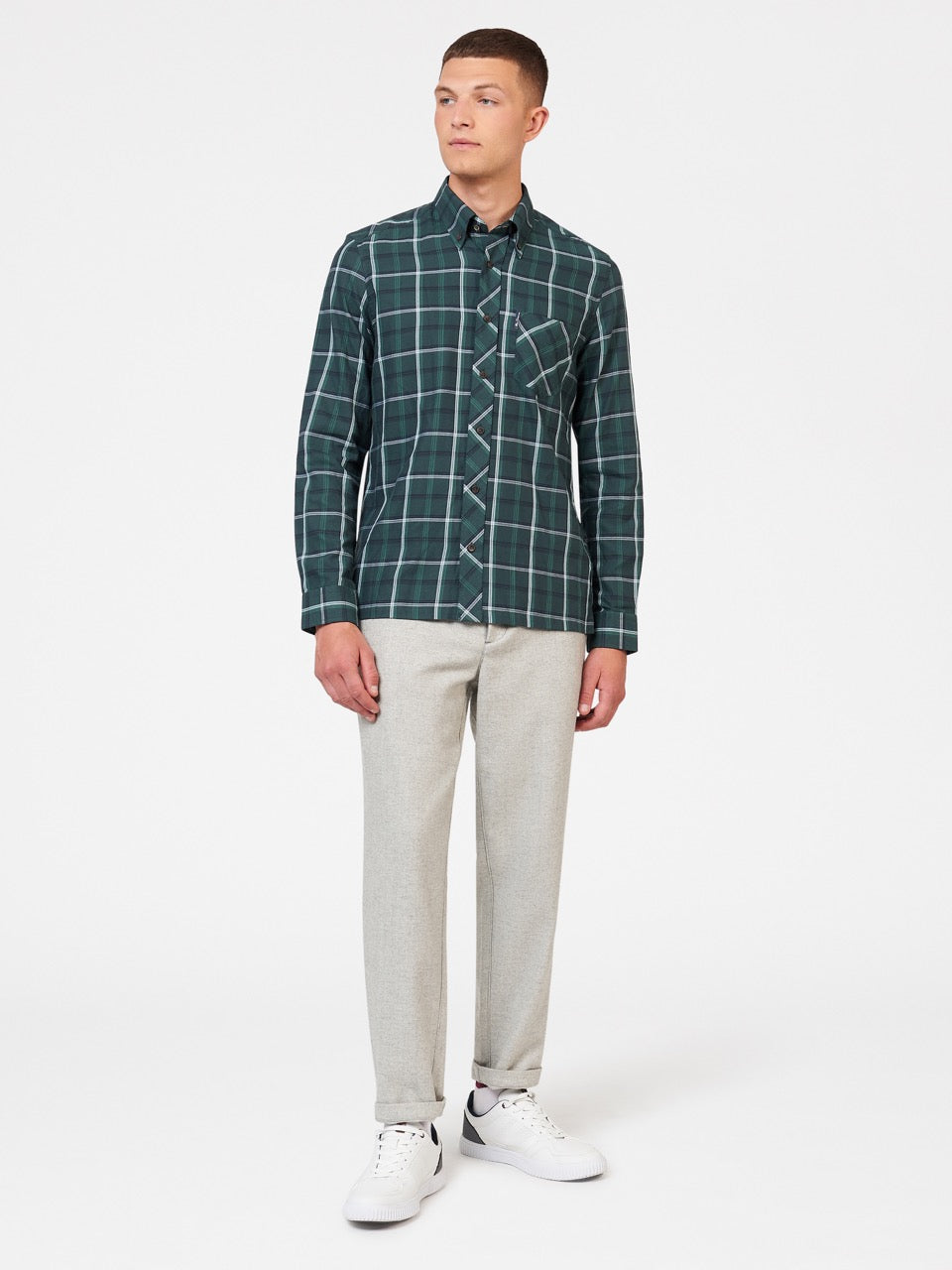 Ben Sherman Grid Check Shirts Green | BDKHTC-492