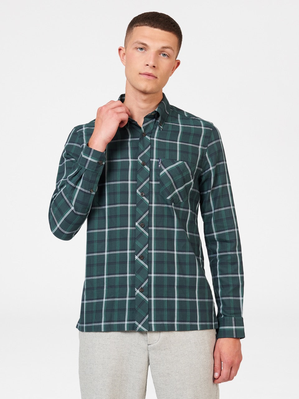 Ben Sherman Grid Check Shirts Green | BDKHTC-492