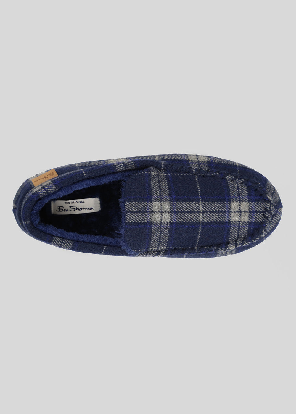 Ben Sherman Gritti Palace Check Moccasin Slipper Navy | MDNXZO-301