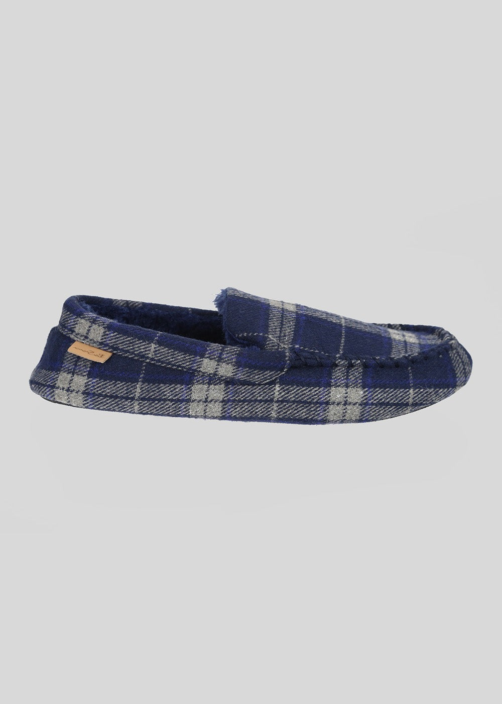 Ben Sherman Gritti Palace Check Moccasin Slipper Navy | MDNXZO-301