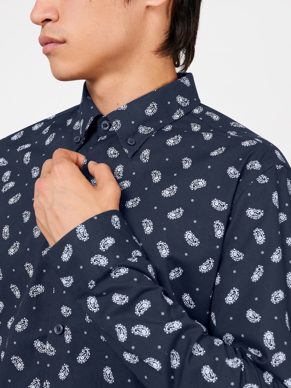 Ben Sherman Micro Paisley Shirts Navy | BGXPIT-108