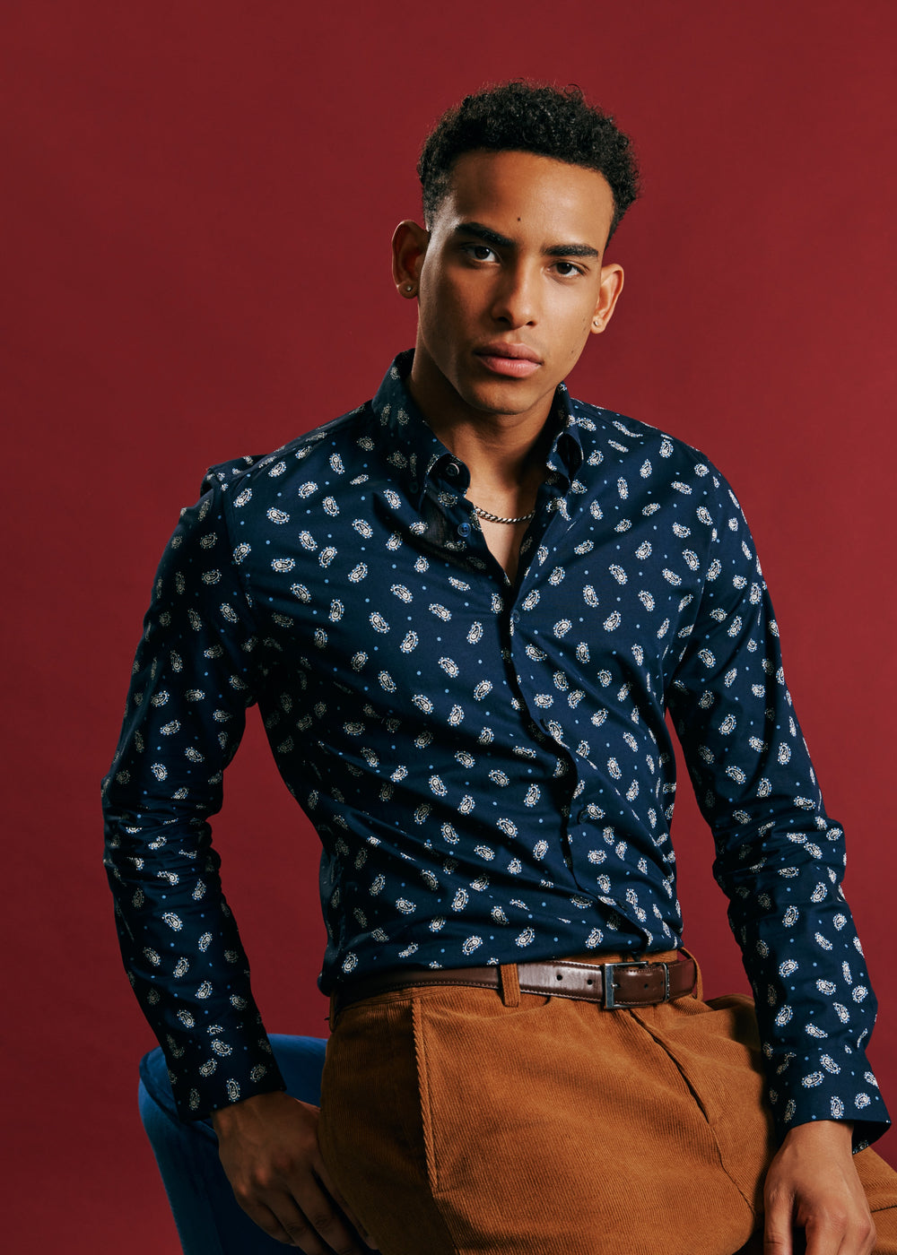 Ben Sherman Micro Paisley Shirts Navy | BGXPIT-108