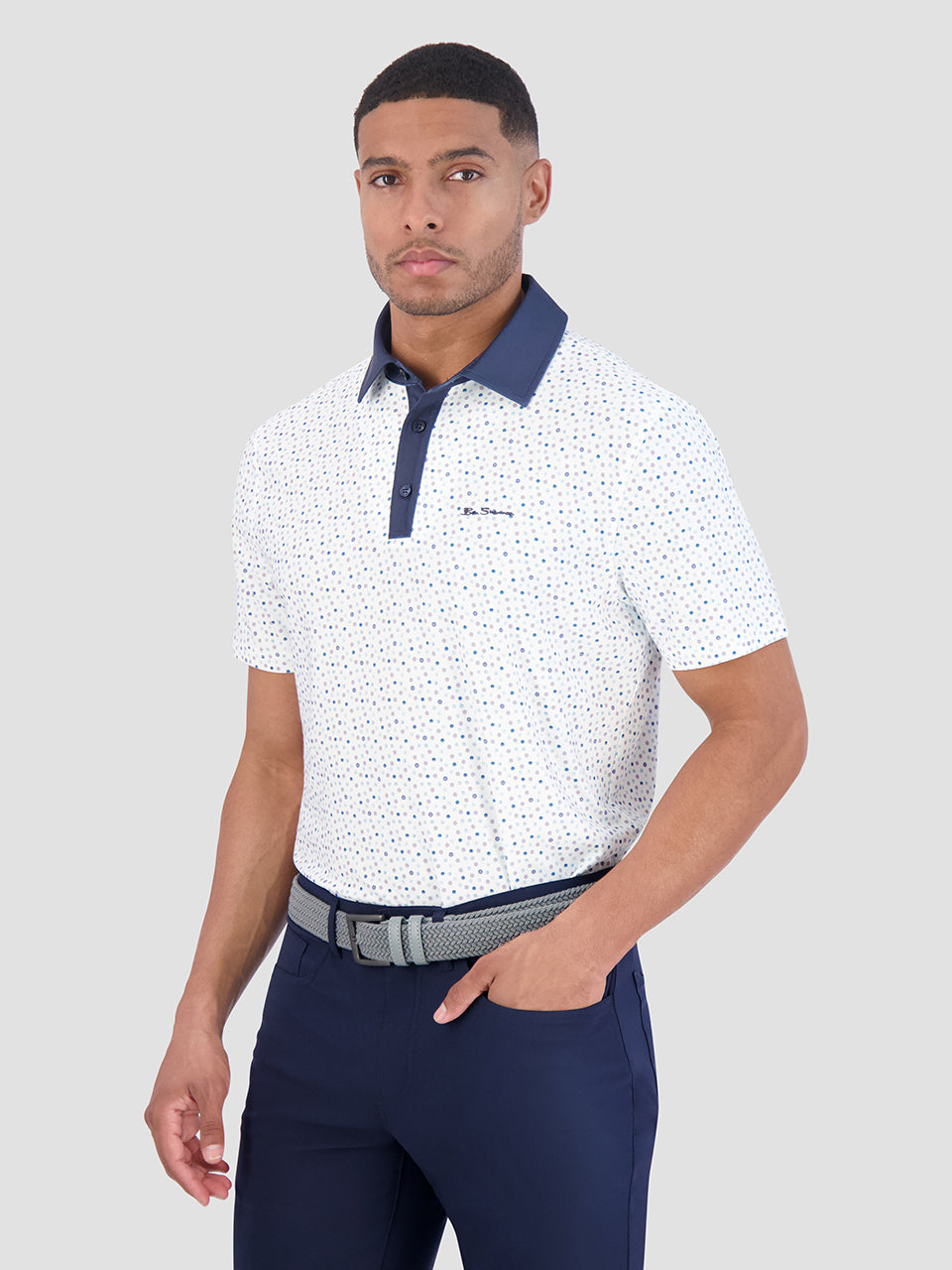 Ben Sherman Polka Dots Tech Jersey Sports Fit Polo Shirts White | YADLEP-164