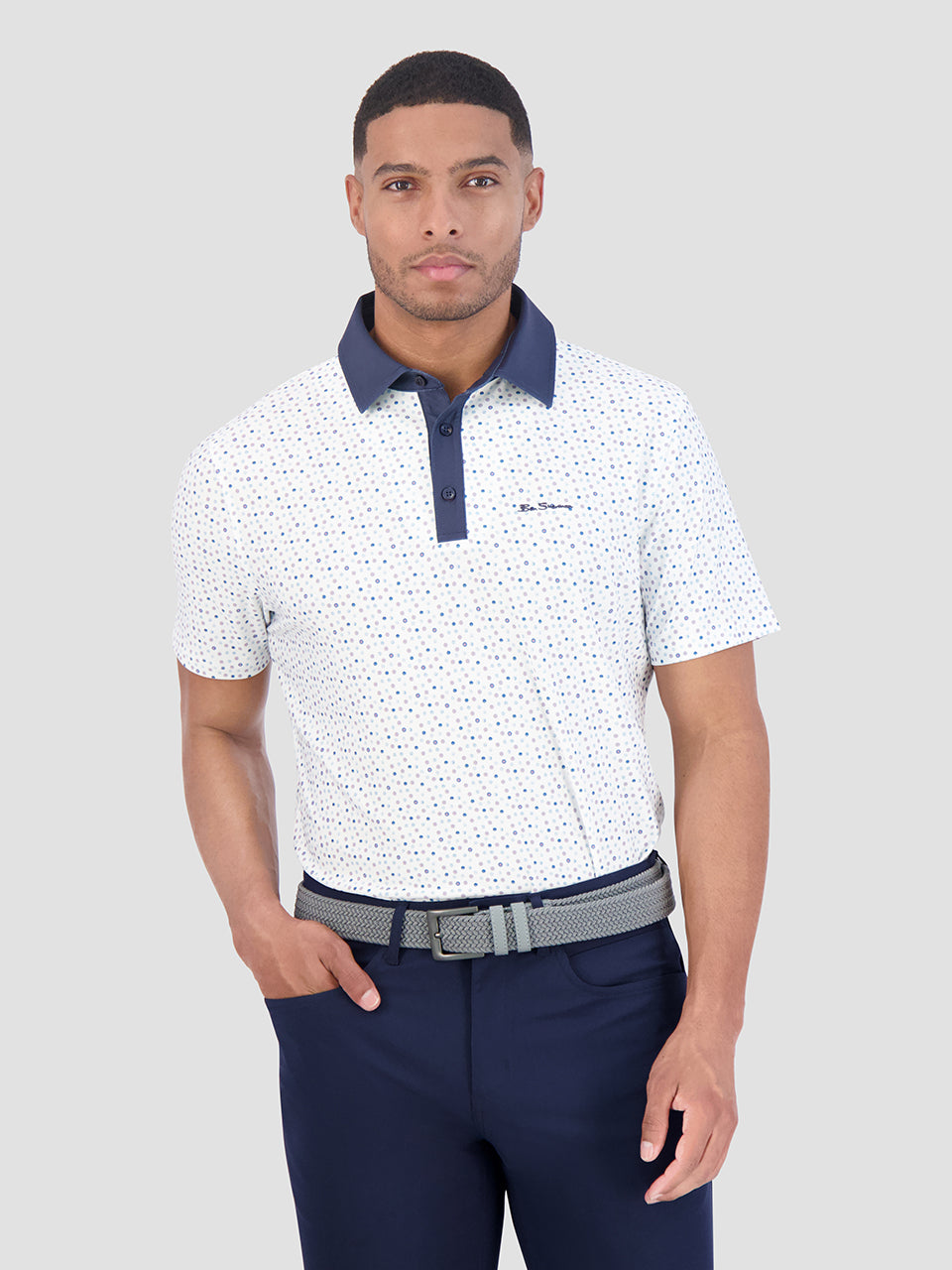 Ben Sherman Polka Dots Tech Jersey Sports Fit Polo Shirts White | YADLEP-164