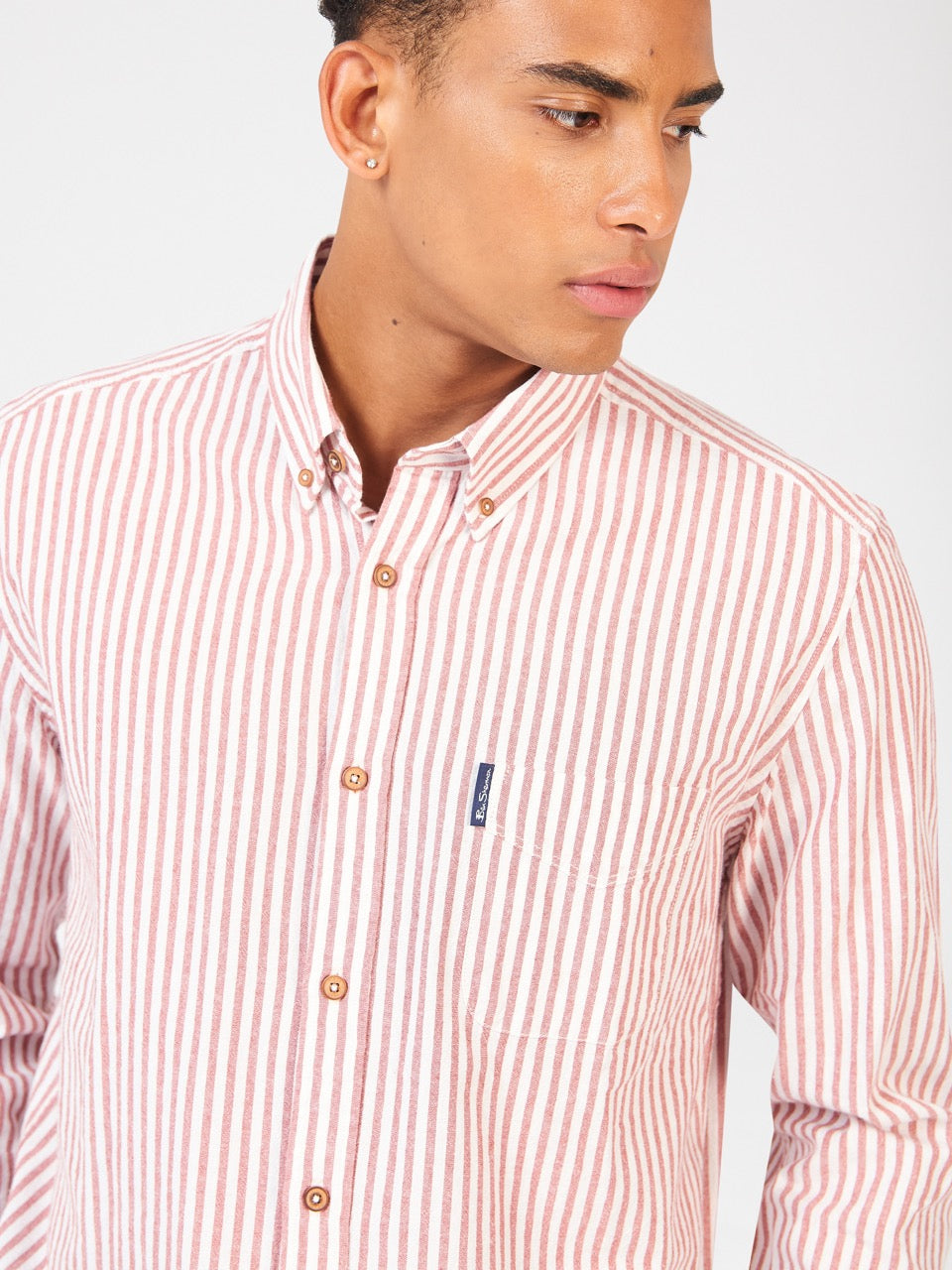 Ben Sherman Recycled Cotton Oxford Stripe Shirts Orange | EQXRUC-149