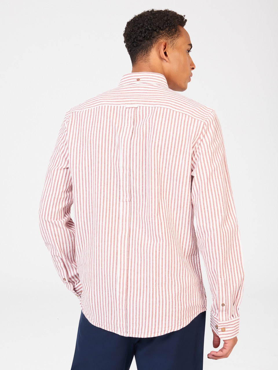 Ben Sherman Recycled Cotton Oxford Stripe Shirts Orange | EQXRUC-149